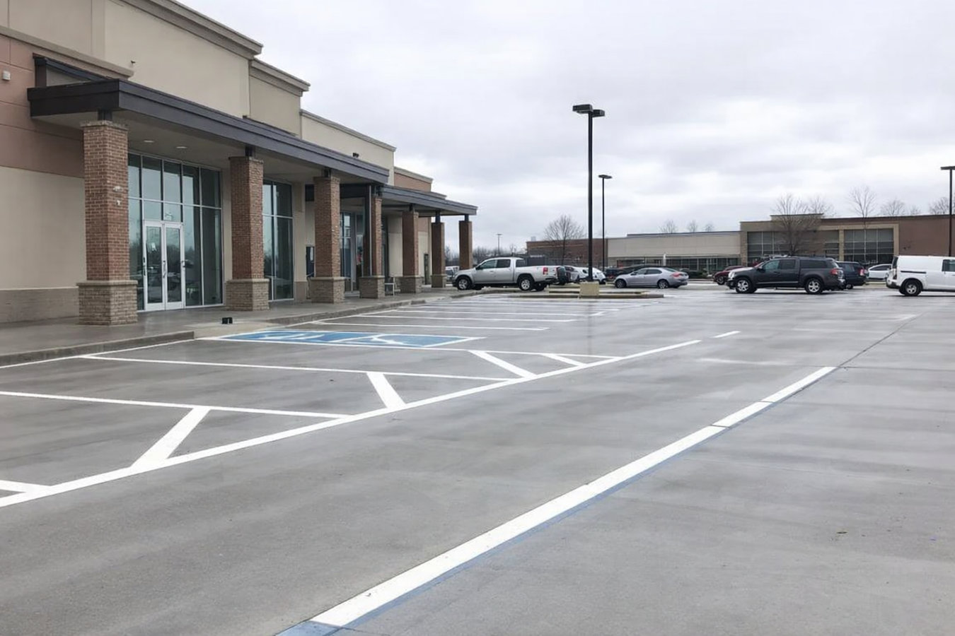 Concrete parking lot building